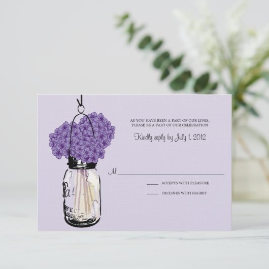 Réponse au mariage Hydrangea et pot Mason (Debout devant)