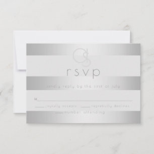 Réponse au mariage Monogramme à rayures argentée