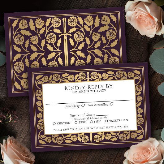 Réponse au mariage royal avec épée médiévale dorée