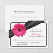 Réponse au mariage Ruban Noir Gerbera Rose Daisy (Devant / Derrière)