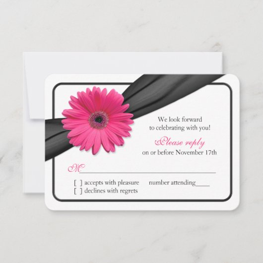 Réponse au mariage Ruban Noir Gerbera Rose Daisy (Devant)