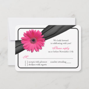 Réponse au mariage Ruban Noir Gerbera Rose Daisy
