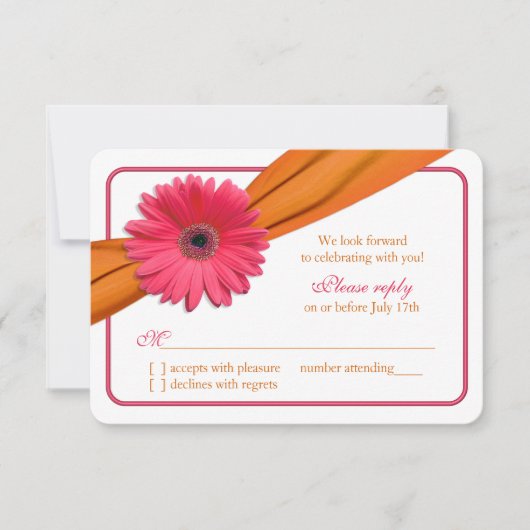 Réponse au mariage Ruban orange Gerbera rose Daisy (Devant)