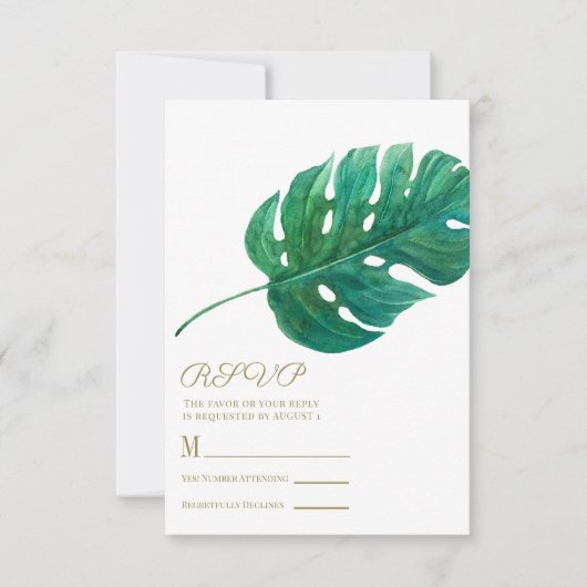 Réponse au mariage tropical avec feuille de palmie (Devant)