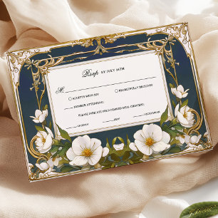 Réponse au mariage vintage élégant bleu marine et
