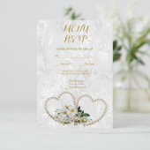Réponse au menu de mariage damassé Pearl Hearts & (Debout devant)