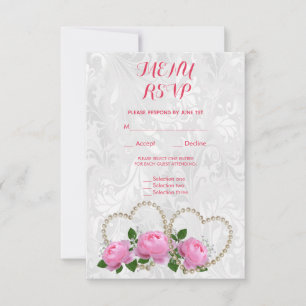 Réponse au menu de mariage damassé Pearl Hearts &