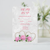 Réponse au menu de mariage damassé Pearl Hearts & (Debout devant)