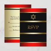 Réponse Bar Mitzvah Or Noir Rouge (Devant / Derrière)