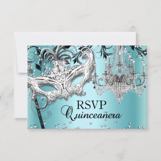 Réponse Blue Chandelier Masquerade Quinceanera (Devant)