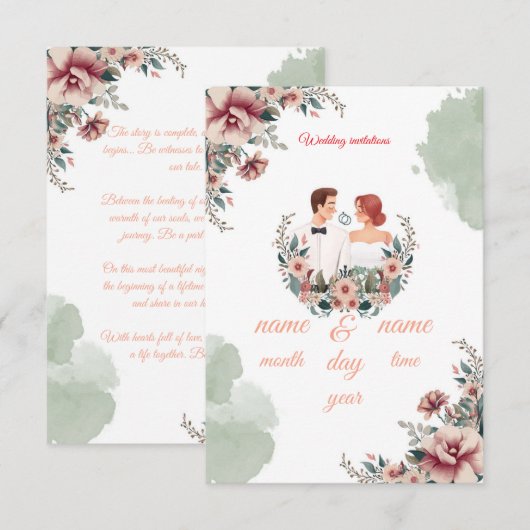 Réponse Cartons d'invitation de mariage (Devant / Derrière)