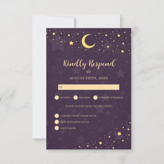 Réponse Céleste Mariage Étoiles Violettes (Devant)