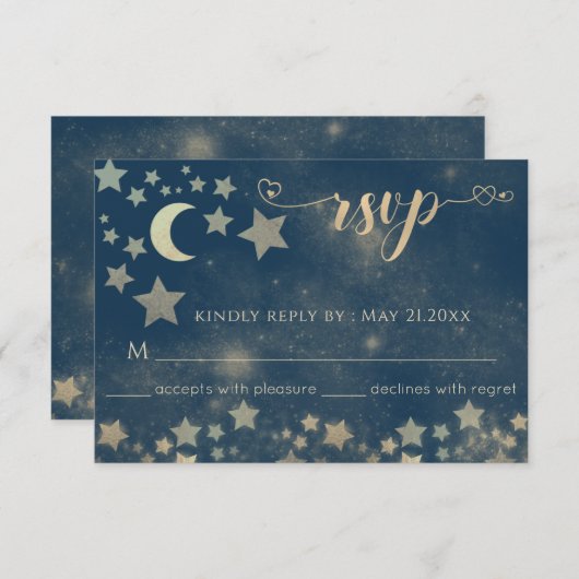 Réponse céleste romantique lune et étoiles calligr (Devant / Derrière)