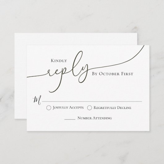 Réponse Classique de Mariage Écriture Calligraphiq (Devant / Derrière)