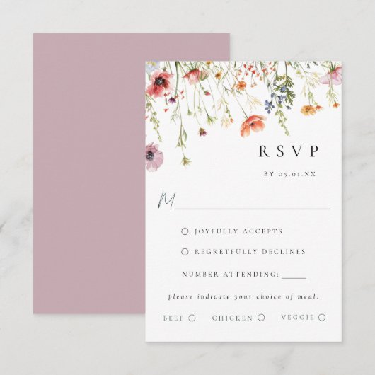 Réponse de choix de repas de mariage à la fleur sa (Devant / Derrière)