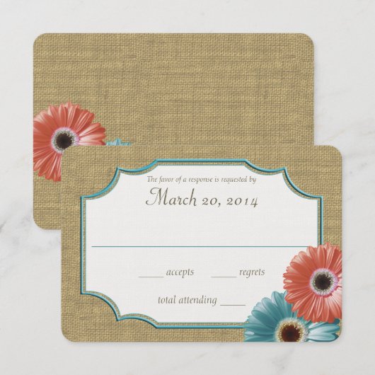 Réponse de Daisy et Burlap Coral et Aqua (Devant / Derrière)