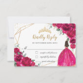 Réponse de Fuchsia Pink Floral Quinceañera Princes (Devant)