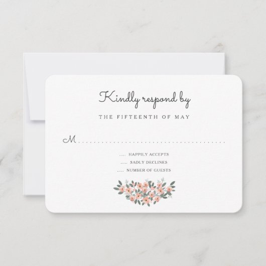 Réponse de la suite de Mariage Floral Blush RSVP (Devant)