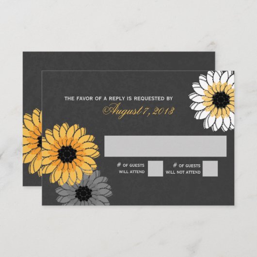 Réponse de l'ardoise et des fleurs gris et jaunes (Devant / Derrière)