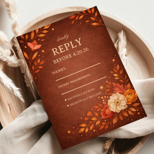 Réponse de l'invité florale rustique chaude