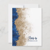 Réponse de luxe pour mariage avec code QR Or Bleu (Devant)