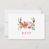 Réponse de mariage à bois de cerf floral rose boho (Dos)