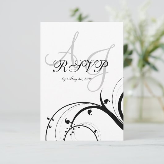 Réponse de mariage à double monogramme en spirale  (Debout devant)