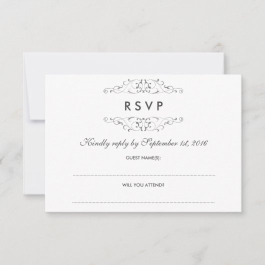 Réponse de mariage à flourish argent antique (Devant)