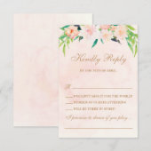 Réponse de mariage à l'aquarelle de pêche et flora (Devant / Derrière)