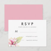 Réponse de mariage à l'aquarelle Magnolia rose (Devant / Derrière)