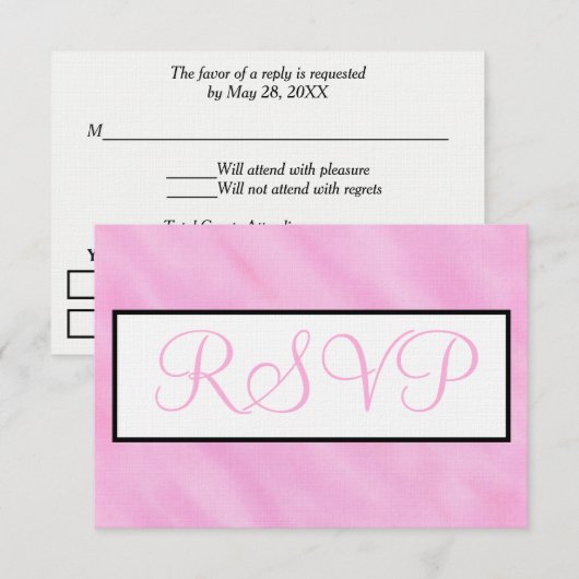 Réponse de mariage à l'aquarelle rose clair (Devant / Derrière)