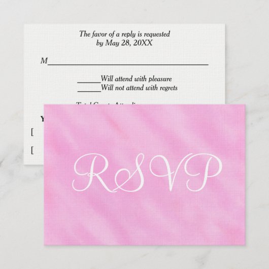 Réponse de mariage à l'aquarelle rose clair blanc (Devant / Derrière)