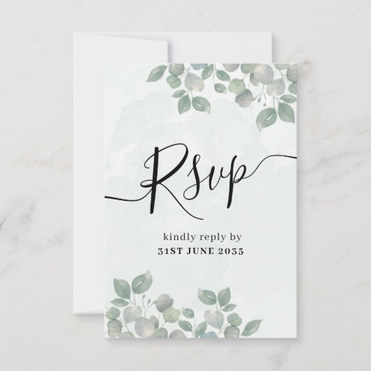 Réponse de mariage à l'eucalyptus vert sauge rusti (Devant)