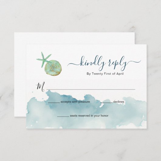 Réponse de mariage à l'océan aquarelle (Devant / Derrière)