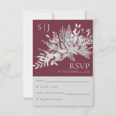 Réponse de mariage à monogramme de feuillage botan (Devant)
