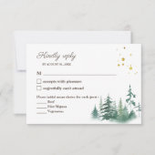 Réponse de mariage Arbre à l'aquarelle Vert élégan (Devant)