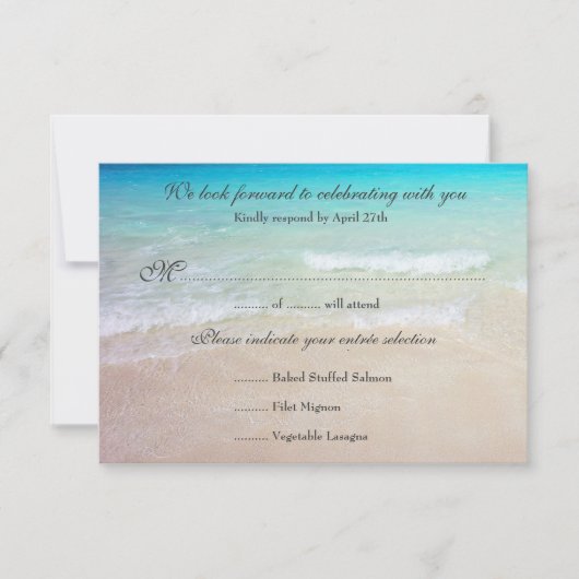 Réponse de mariage au bord de la mer Menu exact du (Devant)
