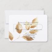 Réponse de mariage aux feuilles d'or chic (Devant)