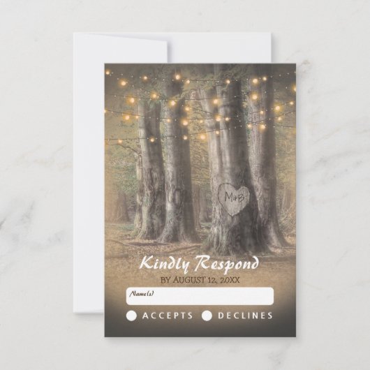 Réponse de mariage aux lumières rustiques d'arbre (Devant)
