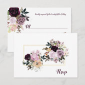 Réponse de mariage aux pivoines roses or mauve (Devant / Derrière)