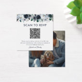Réponse de mariage avec code QR floral bleu poussi (Bureau)