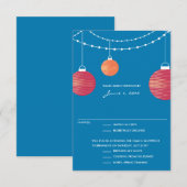 Réponse de mariage avec lampions en papier rouge e (Devant / Derrière)