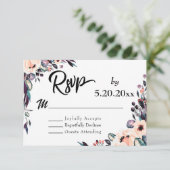 Réponse de mariage avec typographie script et flor (Debout devant)