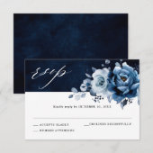 Réponse de mariage botanique florale Navy ardoise (Devant / Derrière)
