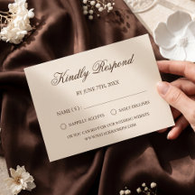 Réponse de mariage calligraphique minimaliste crèm