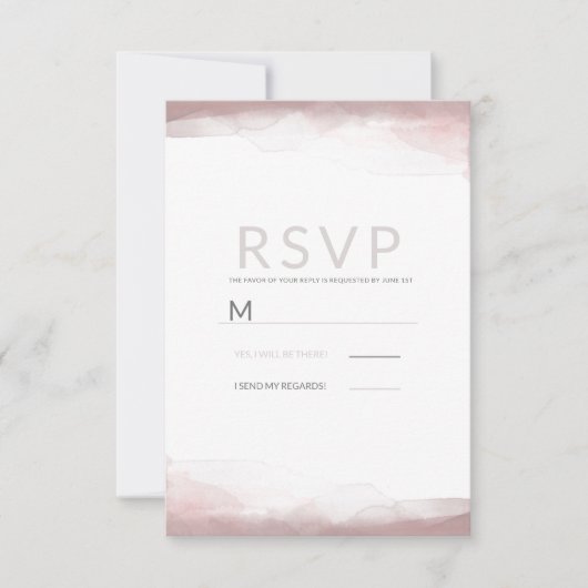 Réponse de mariage chic moderne aquarelle rose blê (Devant)
