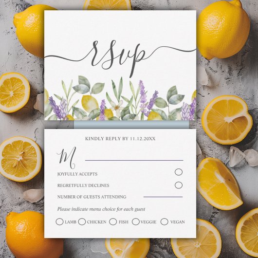 Réponse de mariage Citrons rustiques et Lavande