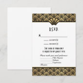 Réponse de mariage classique noir et or faux Art D (Devant / Derrière)