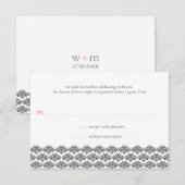 Réponse de mariage Damask Simplicity Noir Rose (Devant / Derrière)