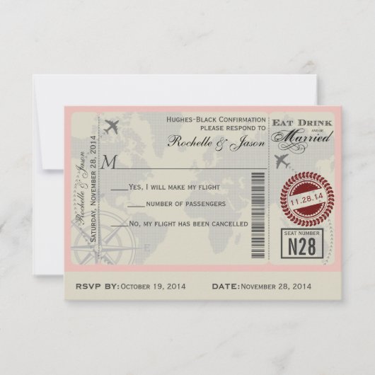 Réponse de mariage de billet de compagnie aérienne (Devant)